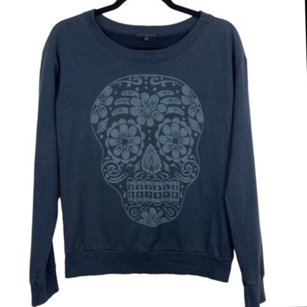 Truly Madly Deeply Navy Blue Pull Over Sweatshirt Day of the Dead sugar skull.